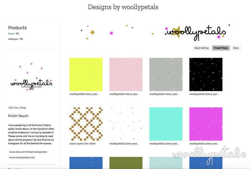 Woollypetals Starry Sky fabric designs in multiple colors on Spoonflower