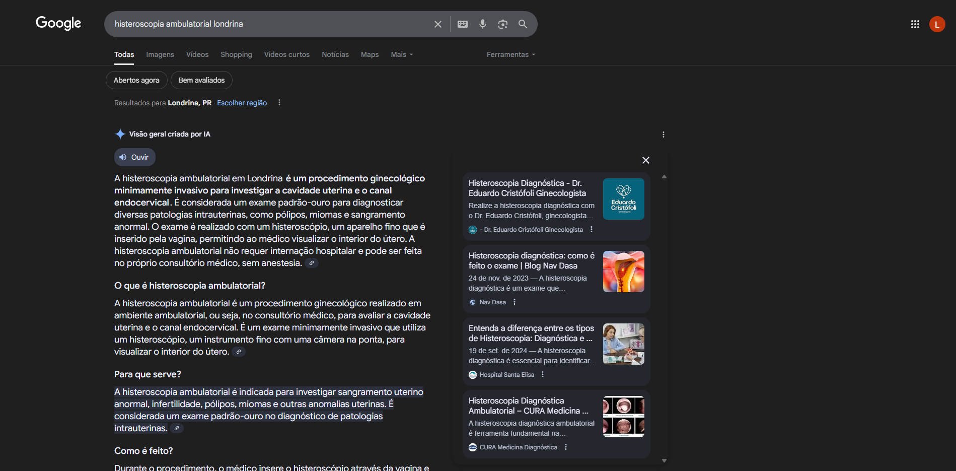 Busca: Histeroscopia Ambulatorial Londrina