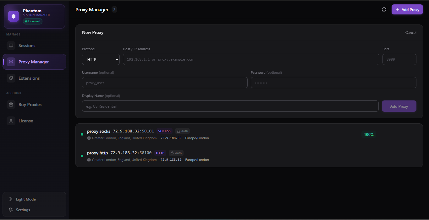 Phantom Session Manager