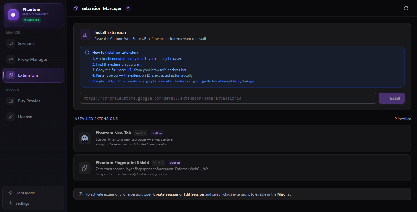 Phantom Session Manager
