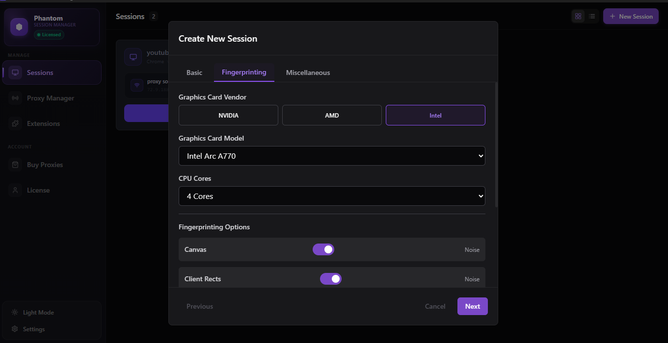 Phantom Session Manager