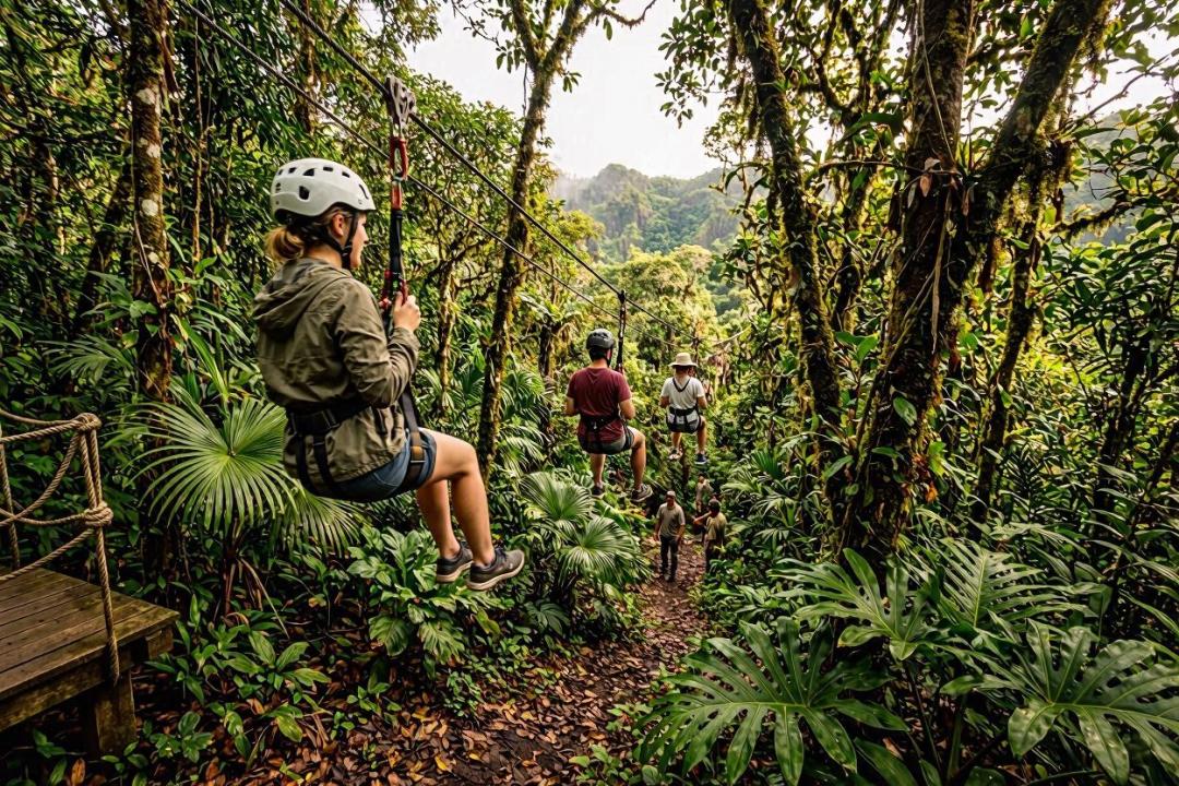 Ziplining in Antigua Rainforest