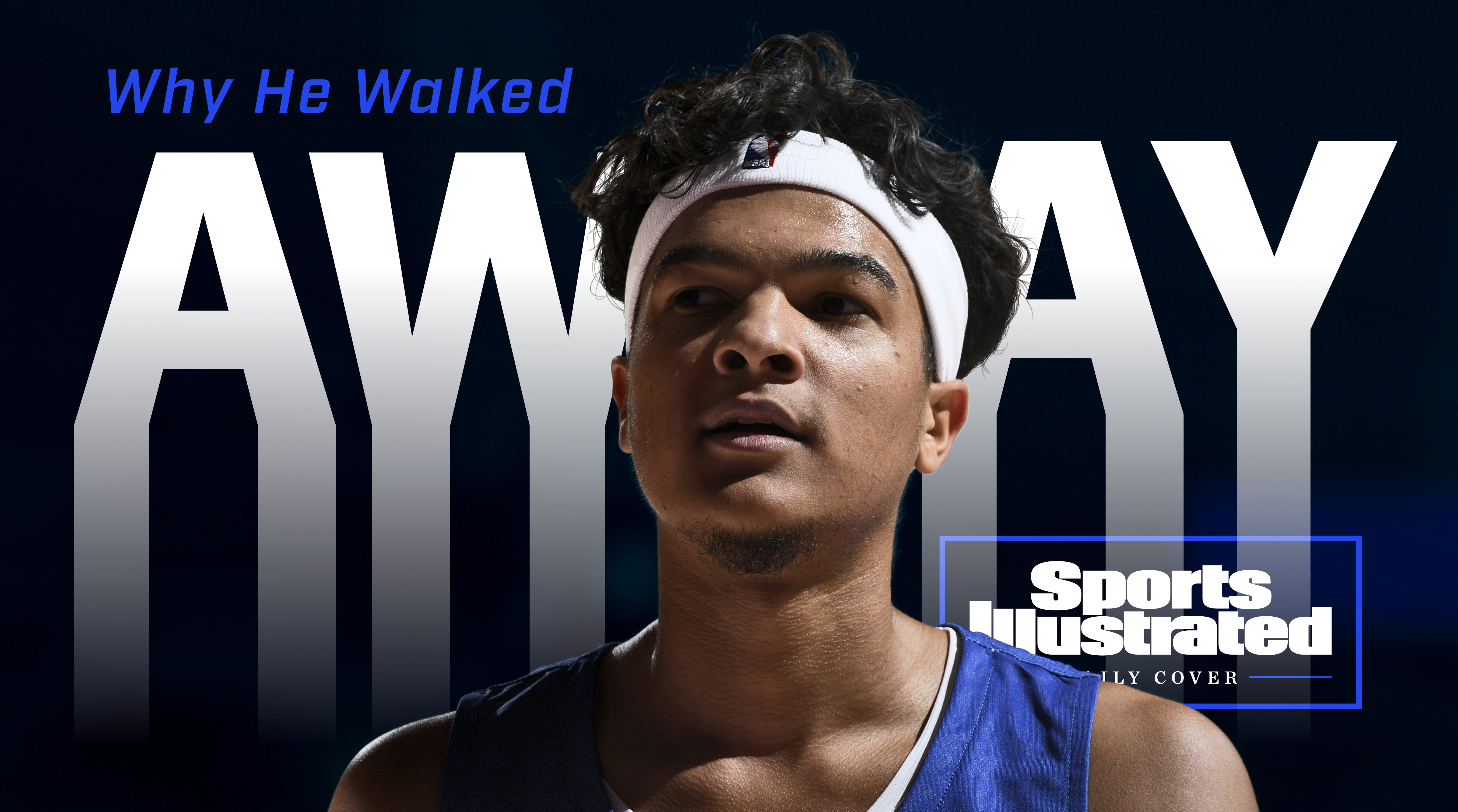 Tyrell Terry wearing a basketball jersey with the words “Why He Walked Away” set against a black background