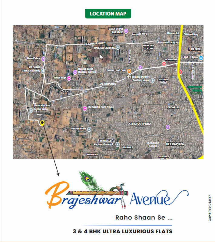 Brijeshwar Avenue location map Vaishali Nagar Jaipur with nearby landmarks