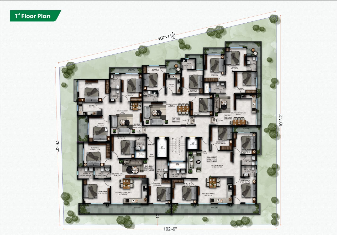 3 BHK floor plan Brijeshwar Avenue Vaishali Nagar Jaipur