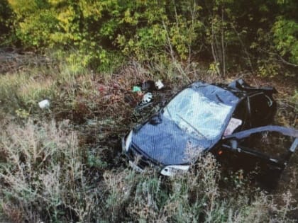 Под Пугачевом пожилая женщина на "Гранте" улетела в кювет. Пострадали три человека