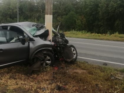 На балаковской трассе "Рено" протаранил столб. Водитель погиб