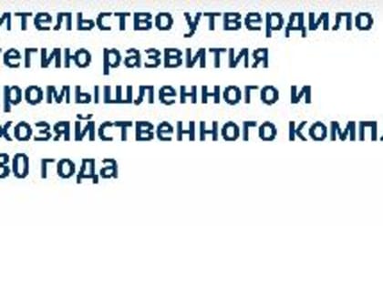 Утверждена Стратегия развития агропромышленного комплекса до 2030 года