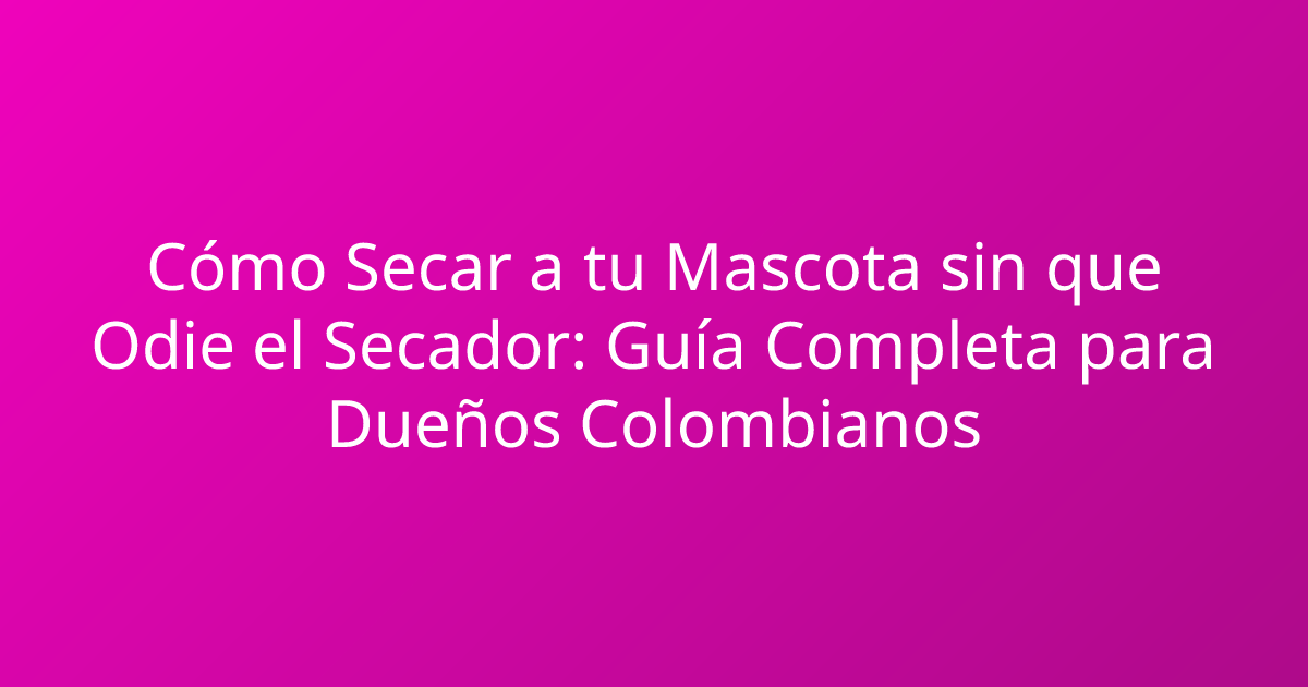 Cómo Secar a tu Mascota sin que Odie el Secador: Guía Completa para Dueños Colombianos
