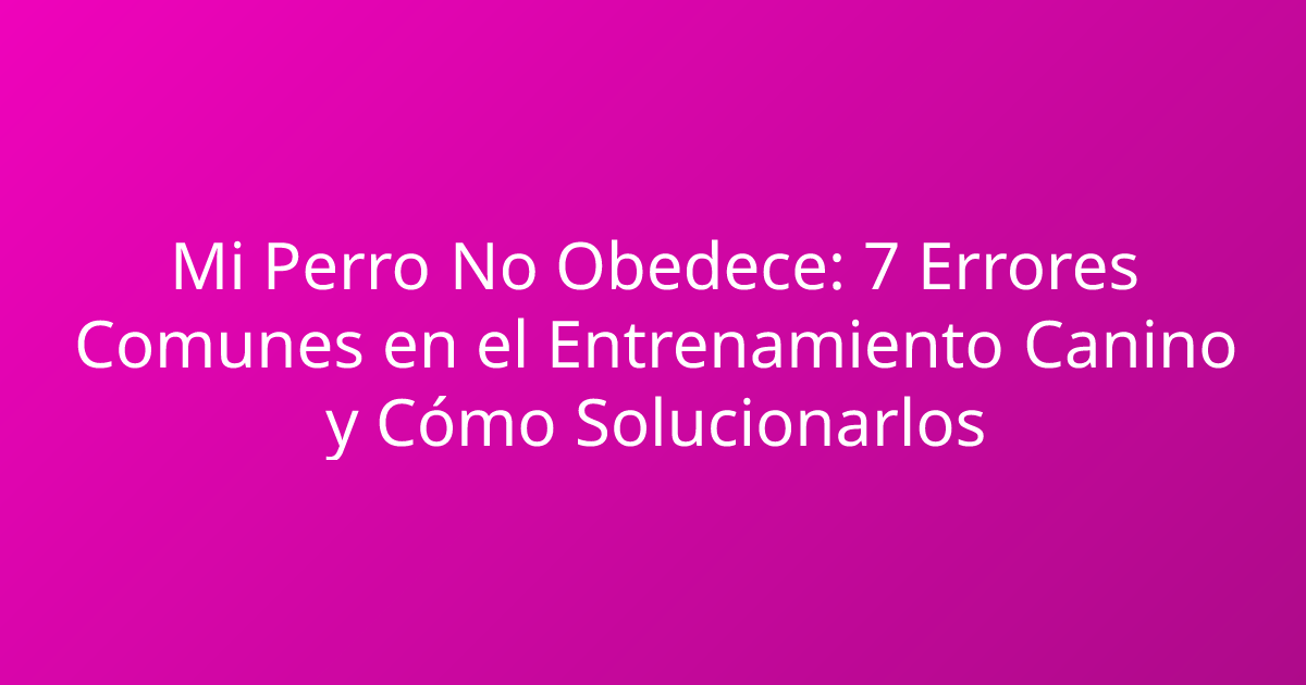 Mi Perro No Obedece: 7 Errores Comunes en el Entrenamiento Canino y Cómo Solucionarlos