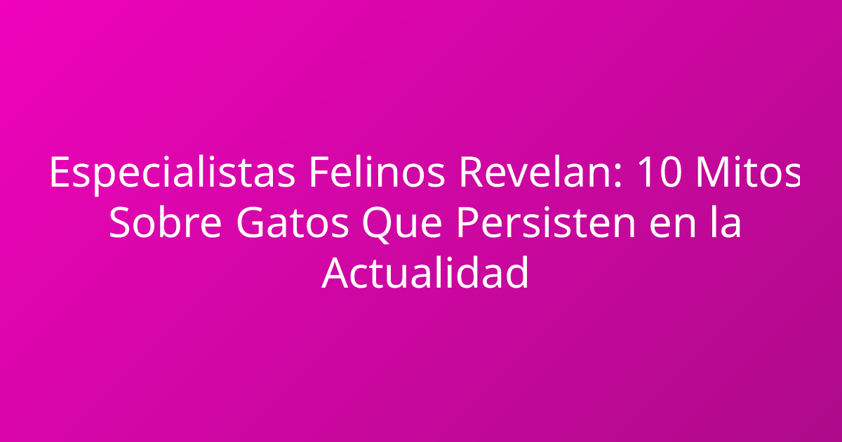 Especialistas Felinos Revelan: 10 Mitos Sobre Gatos Que Persisten en la Actualidad