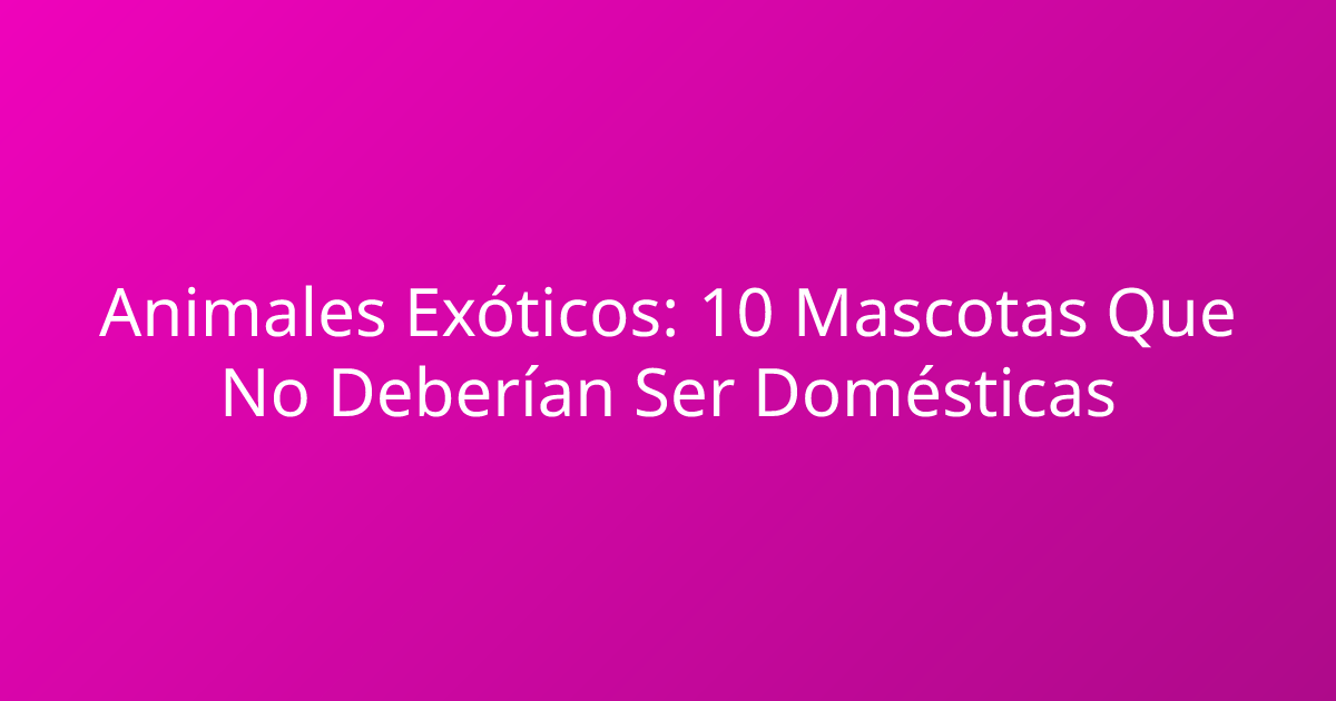 Animales Exóticos: 10 Mascotas Que No Deberían Ser Domésticas