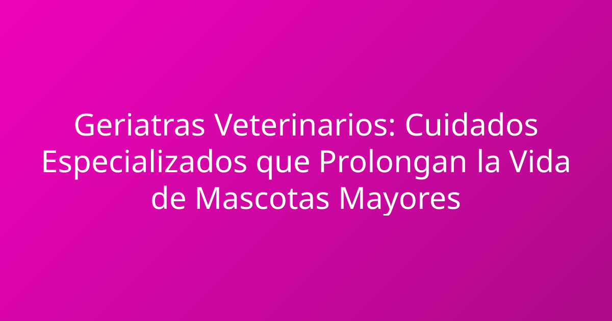 Geriatras Veterinarios: Cuidados Especializados que Prolongan la Vida de Mascotas Mayores