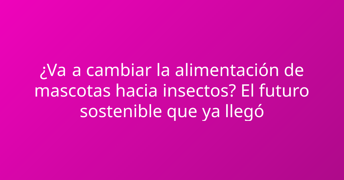 ¿Va a cambiar la alimentación de mascotas hacia insectos? El futuro sostenible que ya llegó