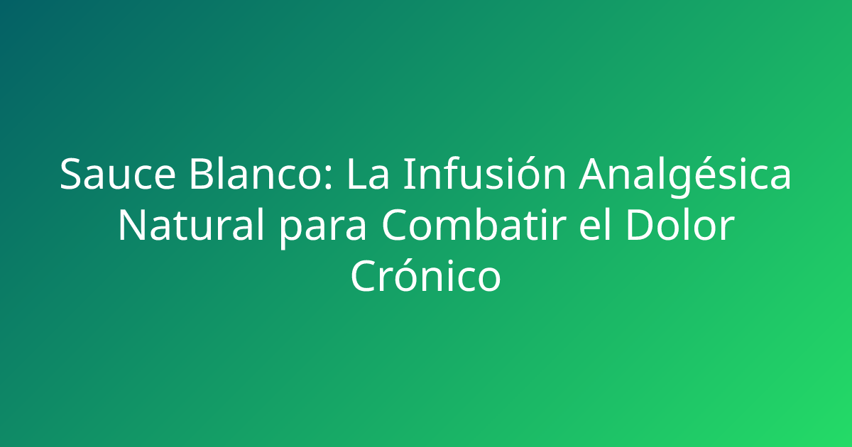 Sauce Blanco: La Infusión Analgésica Natural para Combatir el Dolor Crónico