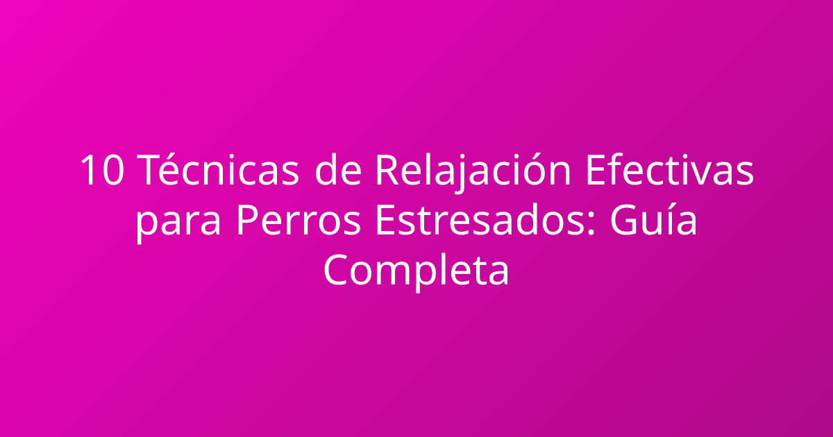 10 Técnicas de Relajación Efectivas para Perros Estresados: Guía Completa
