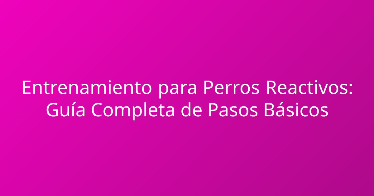 Entrenamiento para Perros Reactivos: Guía Completa de Pasos Básicos