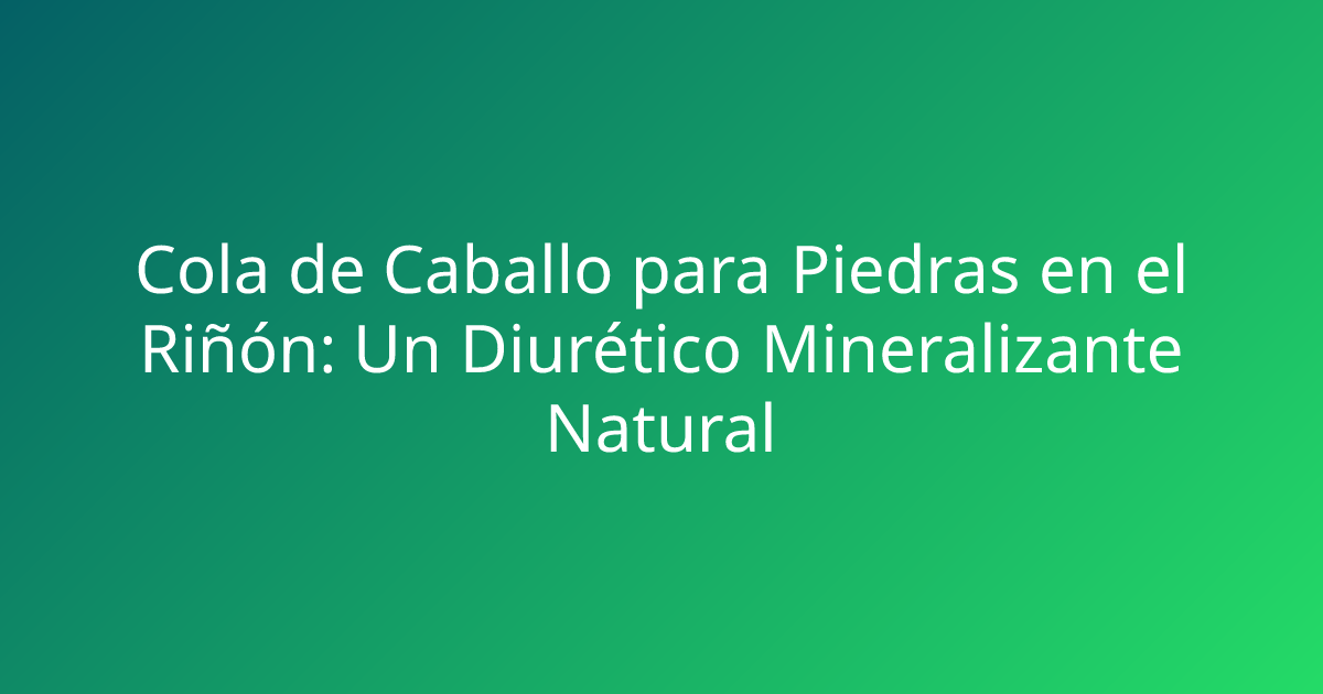 Cola de Caballo para Piedras en el Riñón: Un Diurético Mineralizante Natural