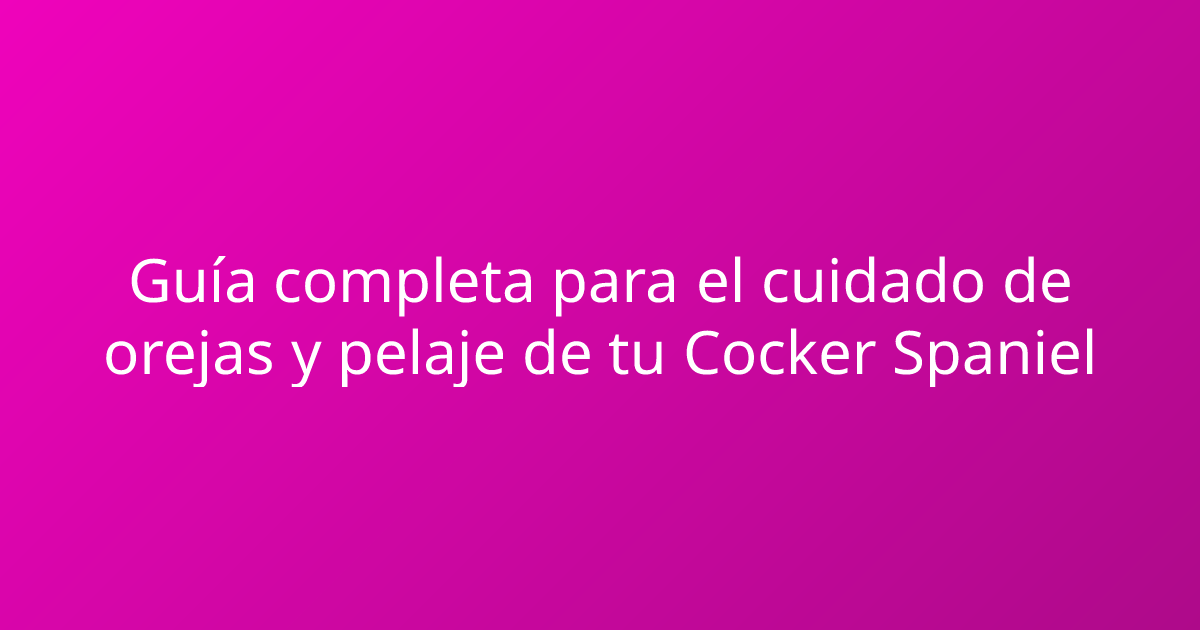 Guía completa para el cuidado de orejas y pelaje de tu Cocker Spaniel