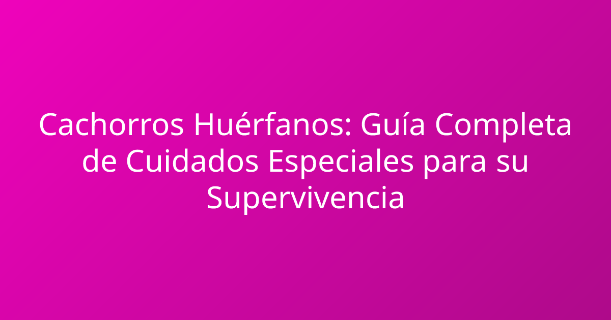 Cachorros Huérfanos: Guía Completa de Cuidados Especiales para su Supervivencia