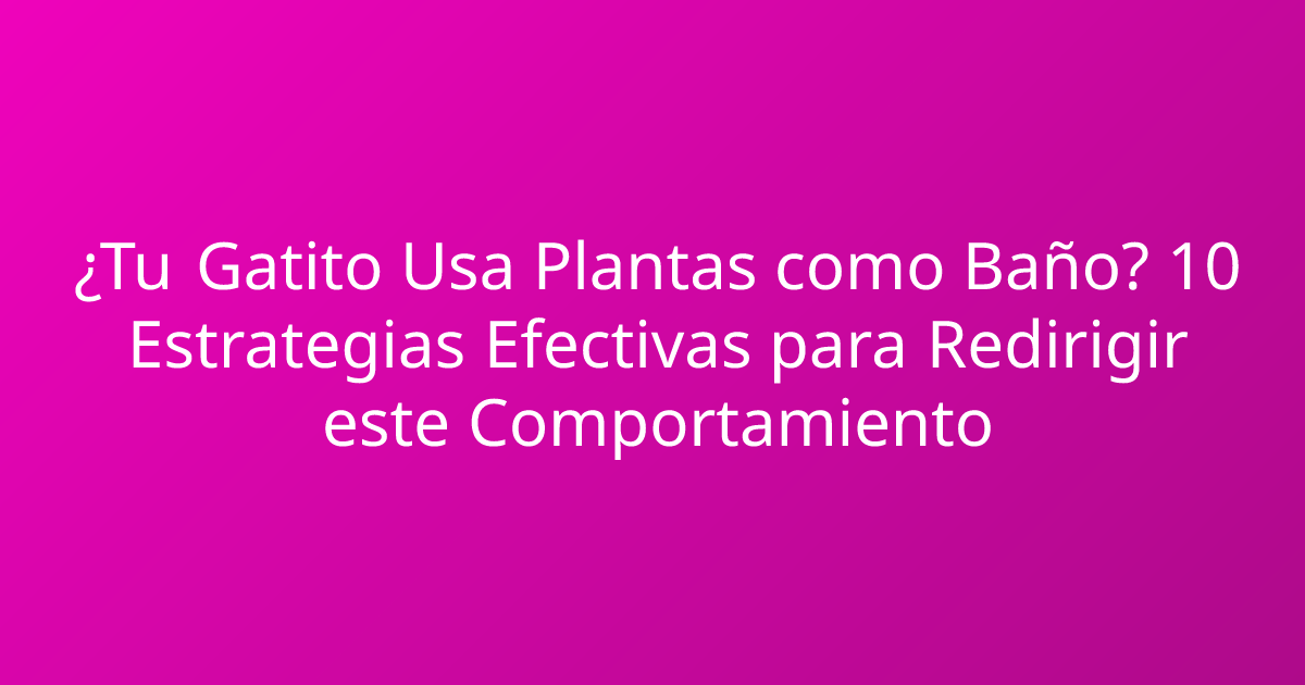 ¿Tu Gatito Usa Plantas como Baño? 10 Estrategias Efectivas para Redirigir este Comportamiento