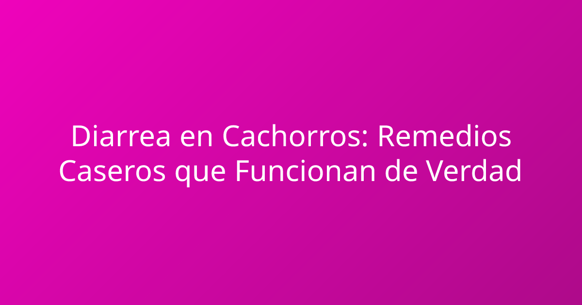 Diarrea en Cachorros: Remedios Caseros que Funcionan de Verdad