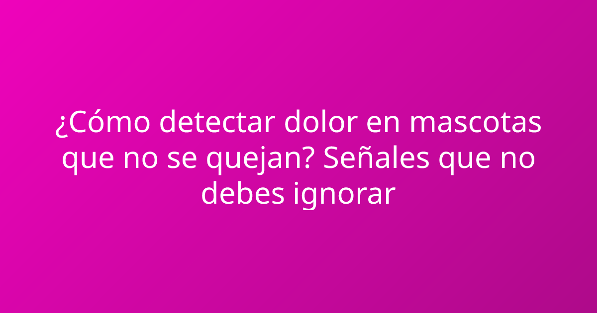 ¿Cómo detectar dolor en mascotas que no se quejan? Señales que no debes ignorar