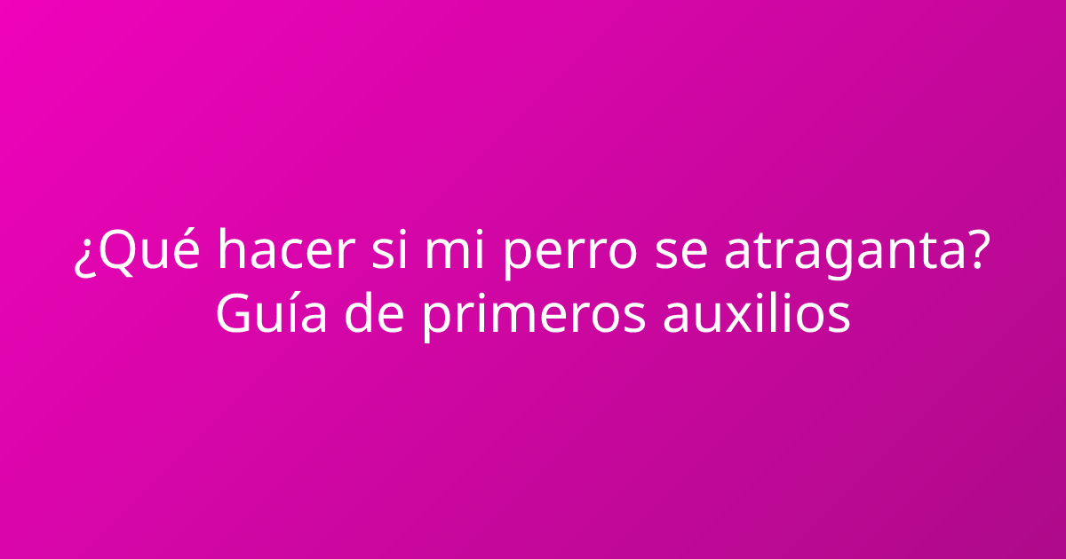 ¿Qué hacer si mi perro se atraganta? Guía de primeros auxilios