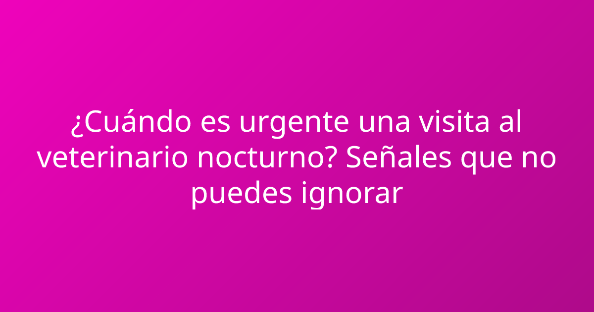 ¿Cuándo es urgente una visita al veterinario nocturno? Señales que no puedes ignorar