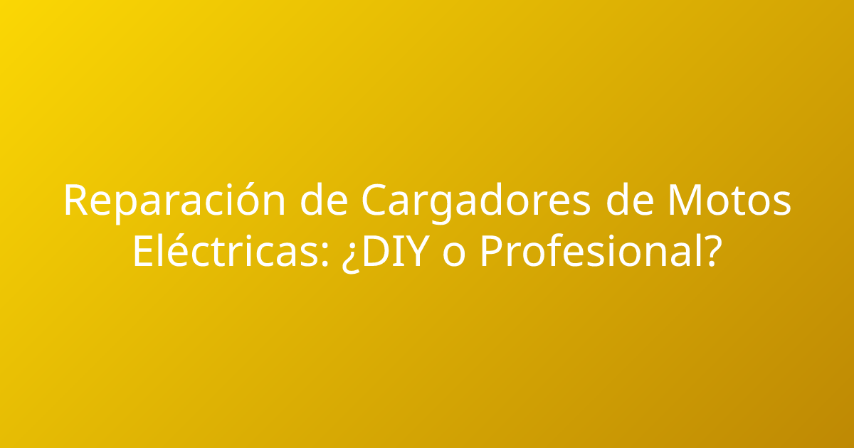 Reparación de Cargadores de Motos Eléctricas: ¿DIY o Profesional?