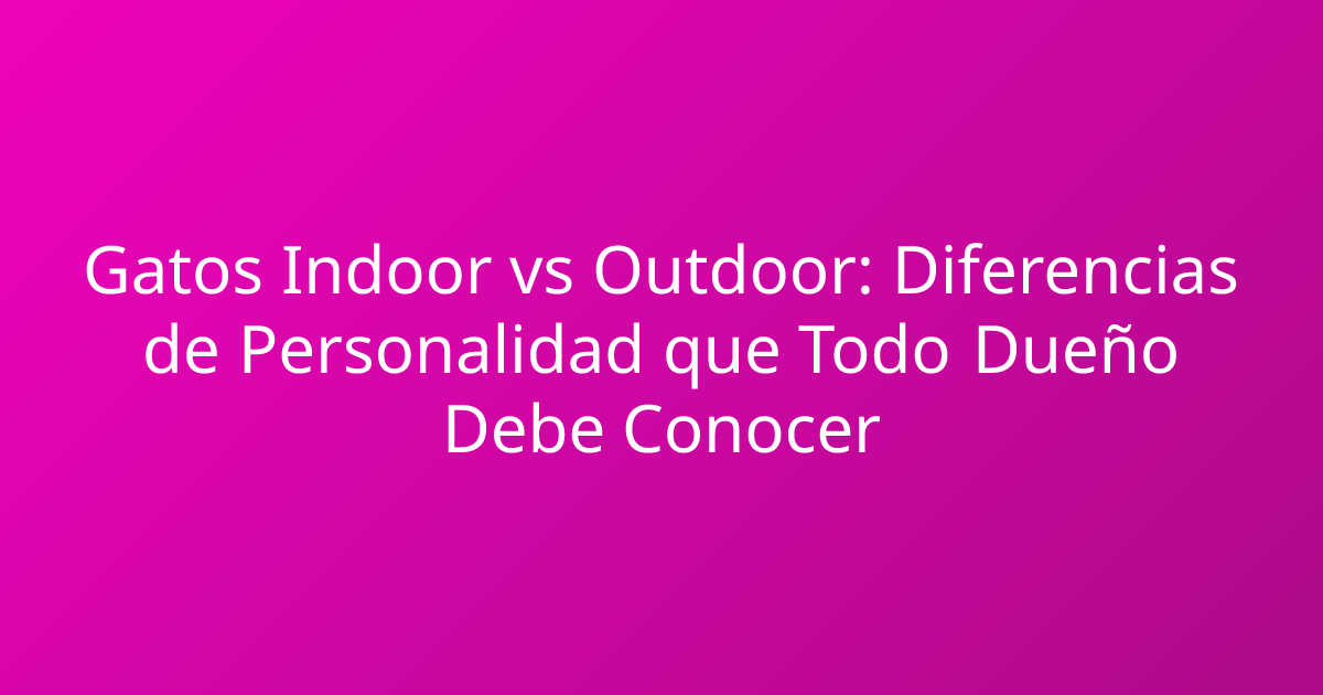 Gatos Indoor vs Outdoor: Diferencias de Personalidad que Todo Dueño Debe Conocer