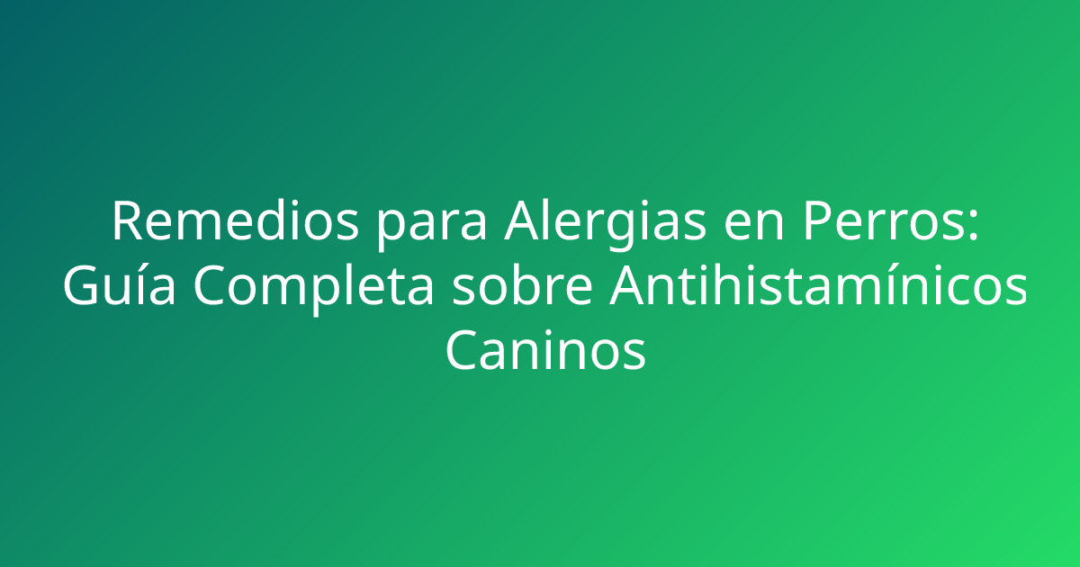 Remedios para Alergias en Perros: Guía Completa sobre Antihistamínicos Caninos
