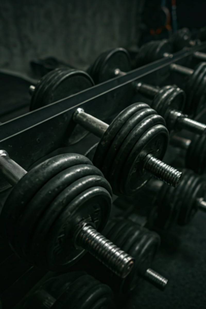 Halteres premium na sala de musculação da academia AXION em BH