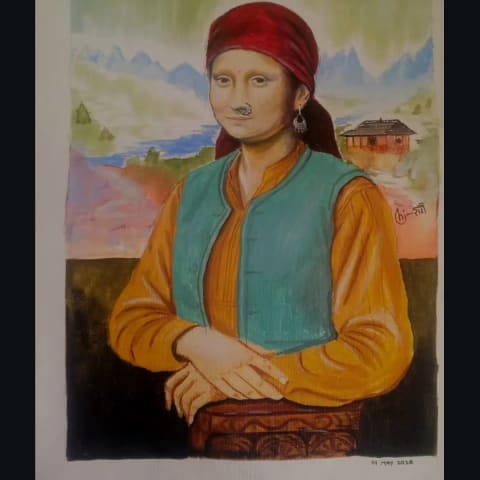 Pahadi Monalisa Canvas Painting