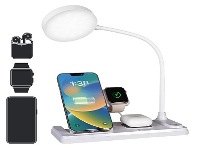 3-in-1 LED Desk Lamp: USB Charging, Wireless Charger & Bluetooth Speaker