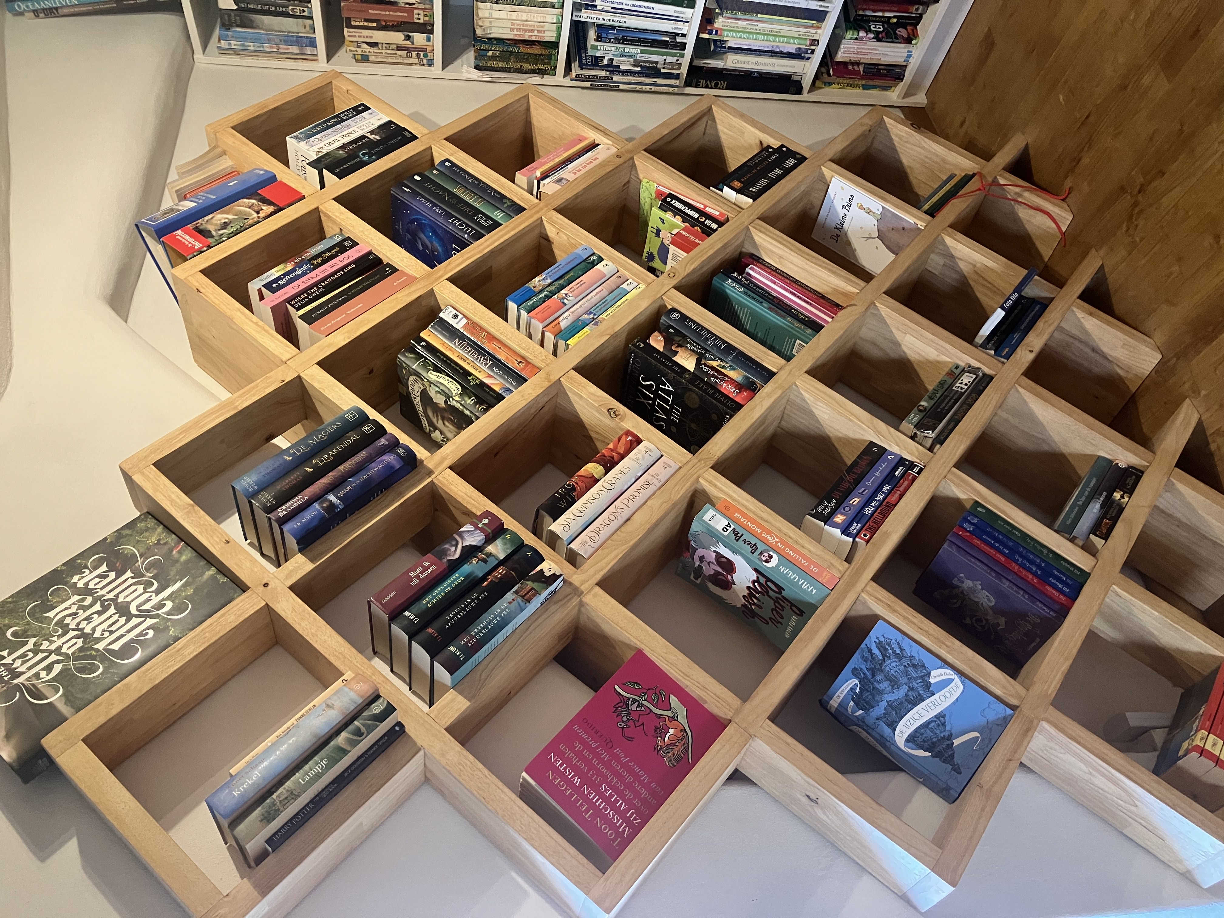 Diagonaal boekenrek overzicht