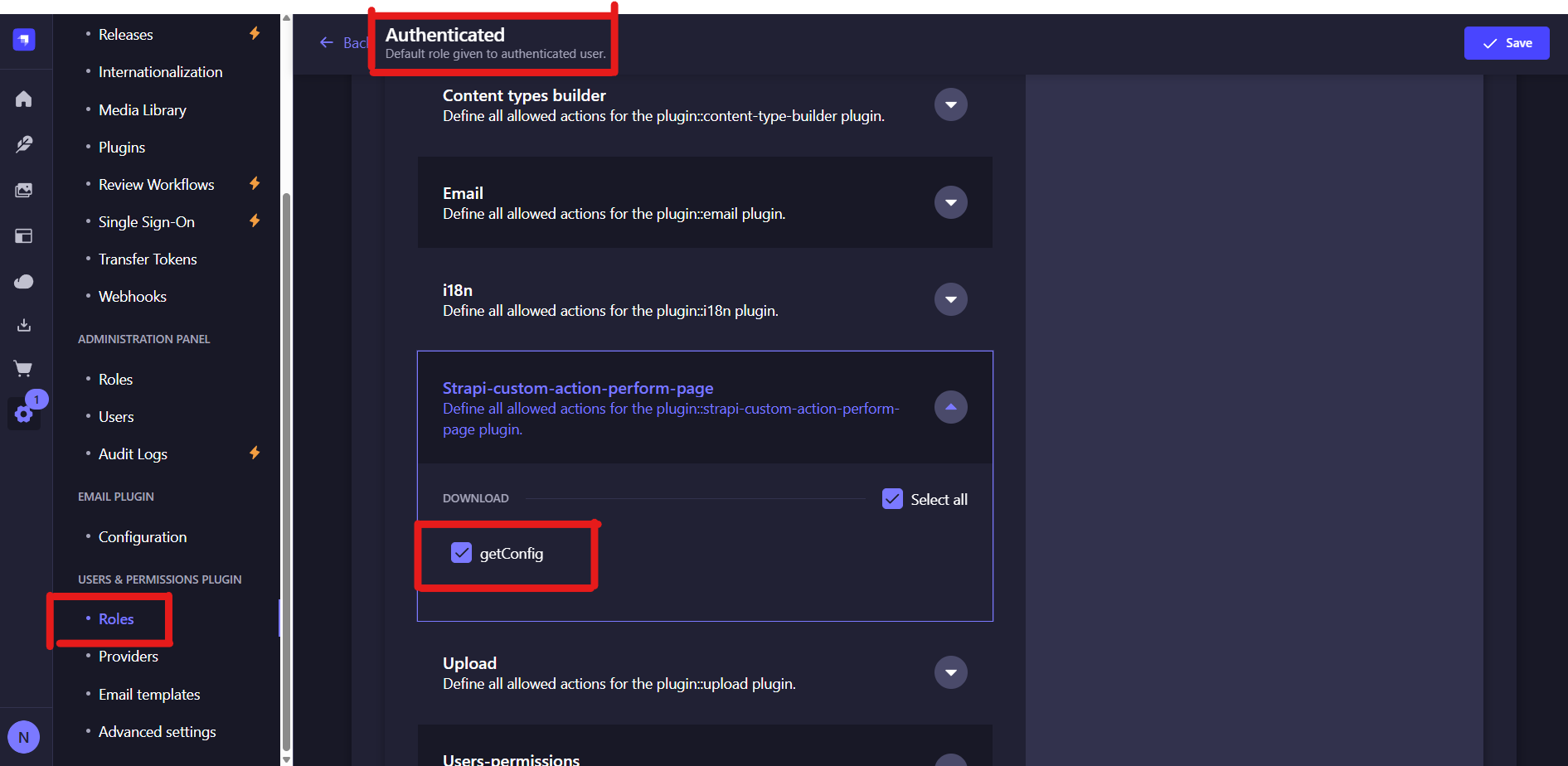 Enable permission