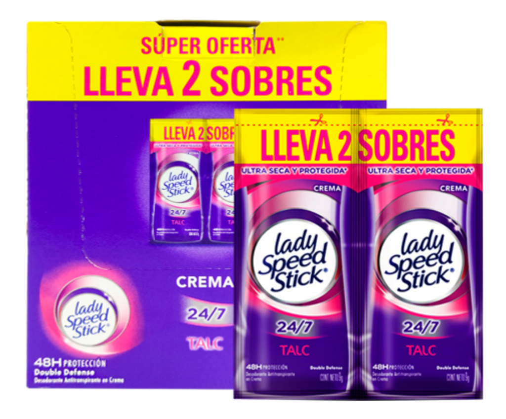DESODORANTE LADY STICK CREMA 24/7 TALC WOMEN x 18 DUOSACHET