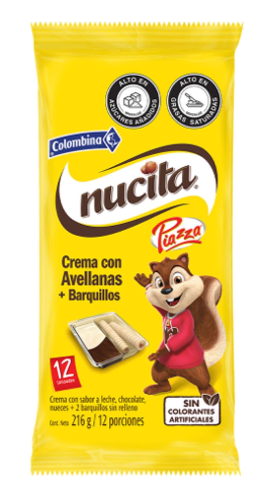 CREMA CON AVELLANAS NUCITA + BARQUILLO PIAZZA x 12 UND x 12