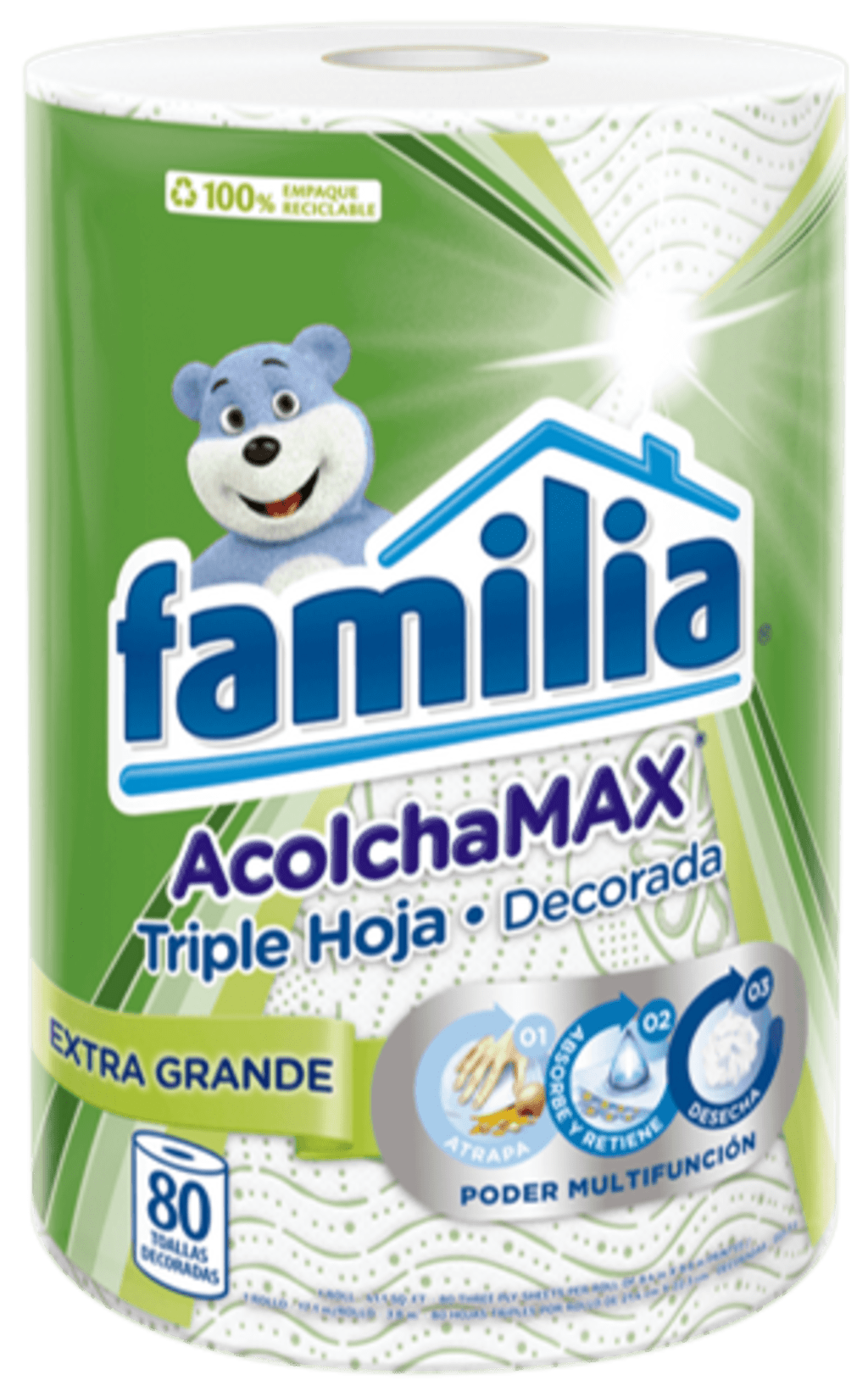 TOALLA FAMILIA COCINA ACOLCHAMAX EXTGRANDE 80 HOJAS x 12