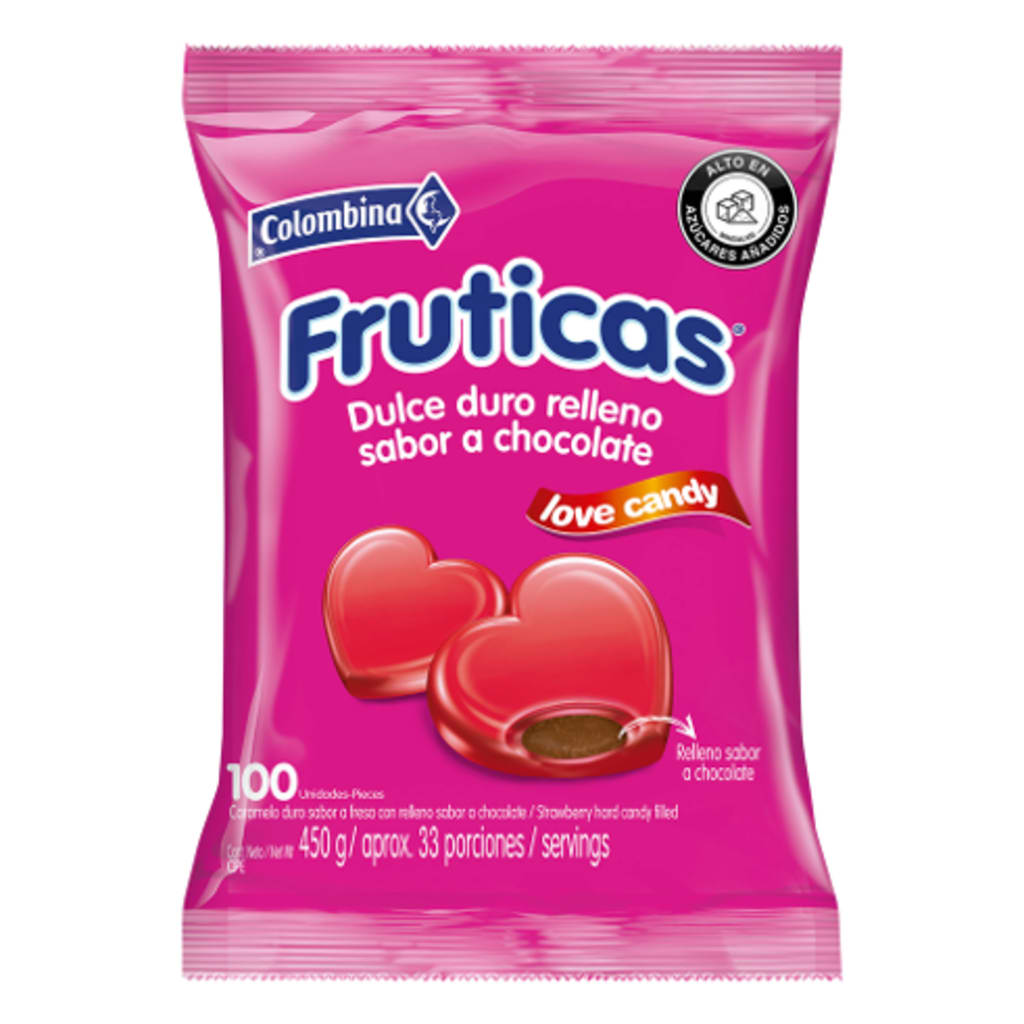 CONFITE FRUTICAS CORAZON LOVE CANDY 100 UNDS x 16