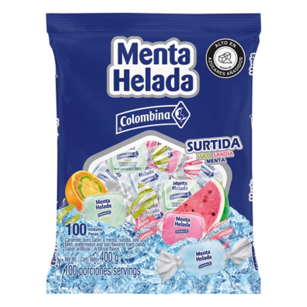 CONFITE MENTA HELADA COLOMBINA SURTIDA FRUTAL 100 UNDS