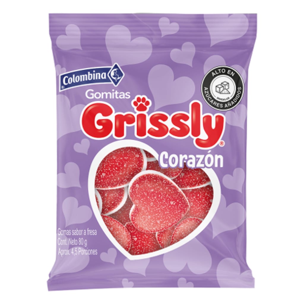 GOMAS GRISSLY CORAZONES 70 GRS x 24 BOLSAS