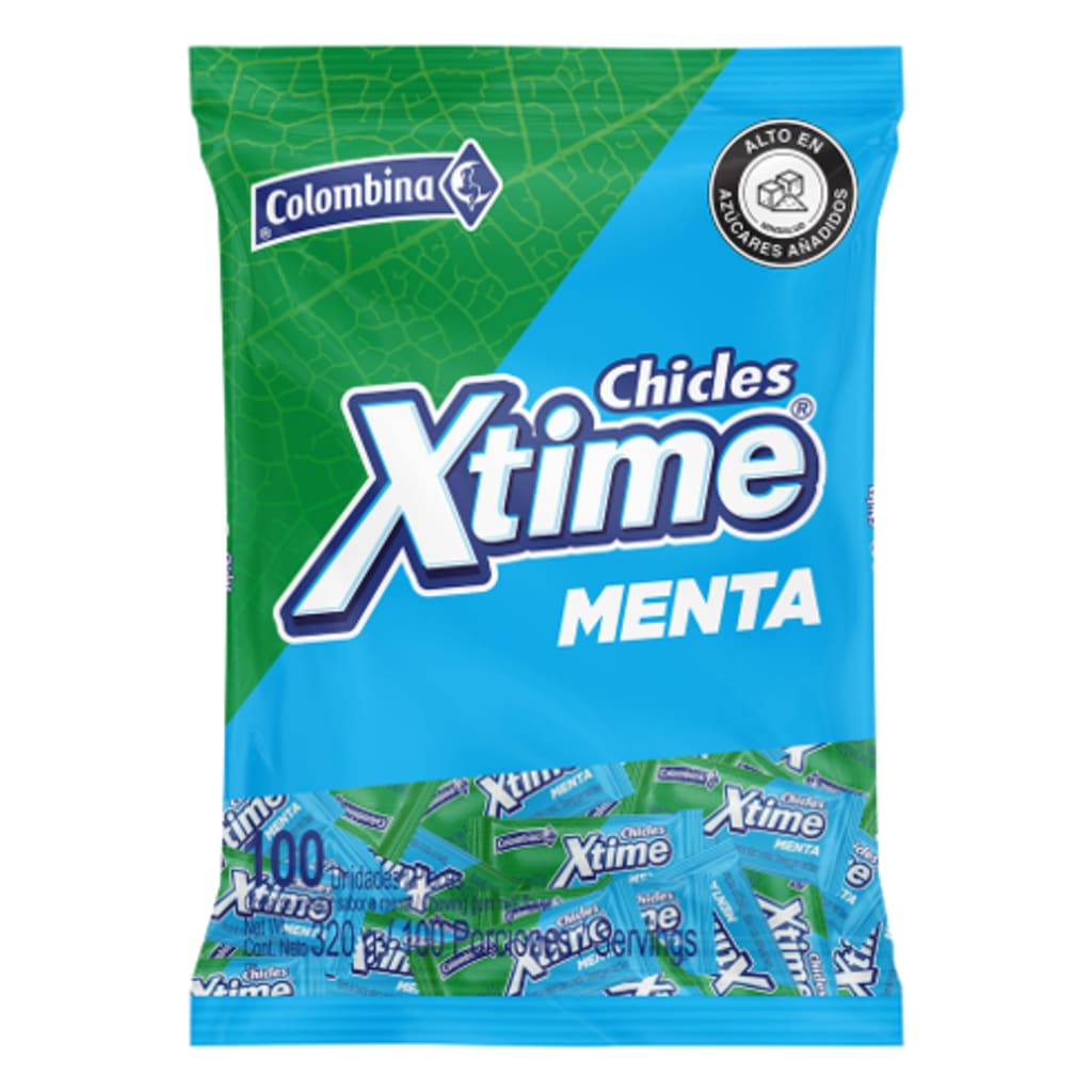 CHICLE XTIME MENTA BOLSA 100 UNDS x 24 DPL