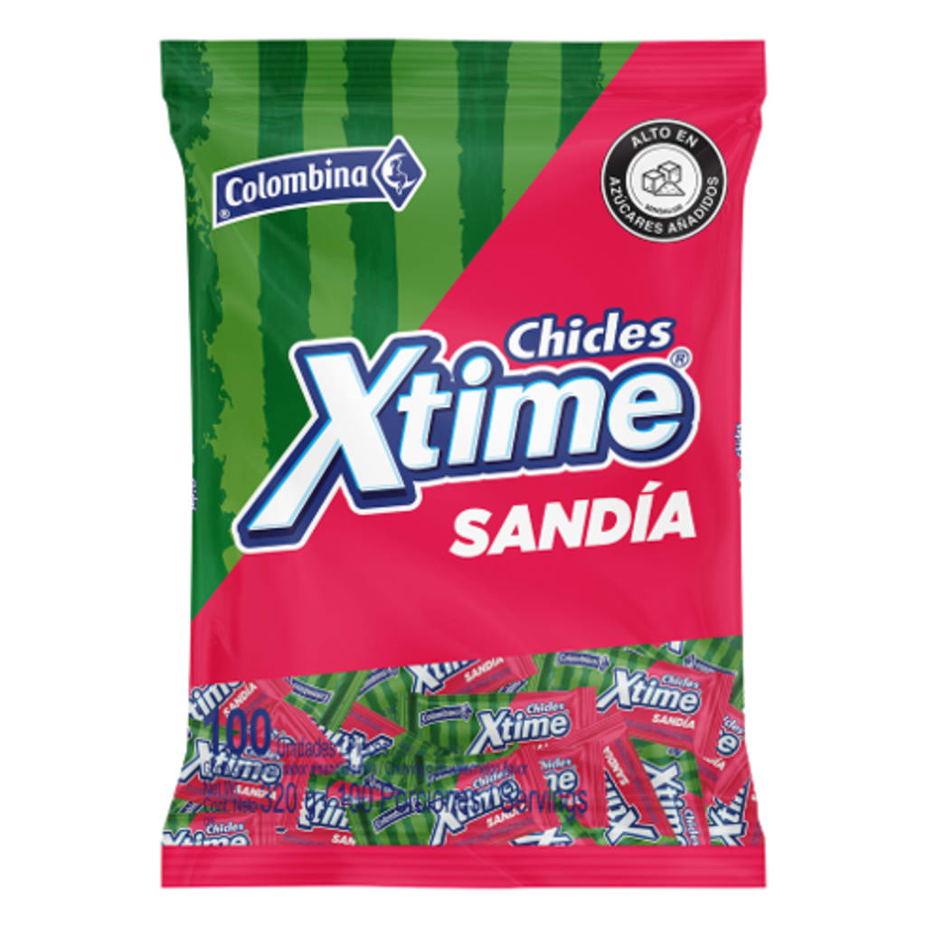 CHICLE XTIME SANDIA BOLSA 100 UNDS
