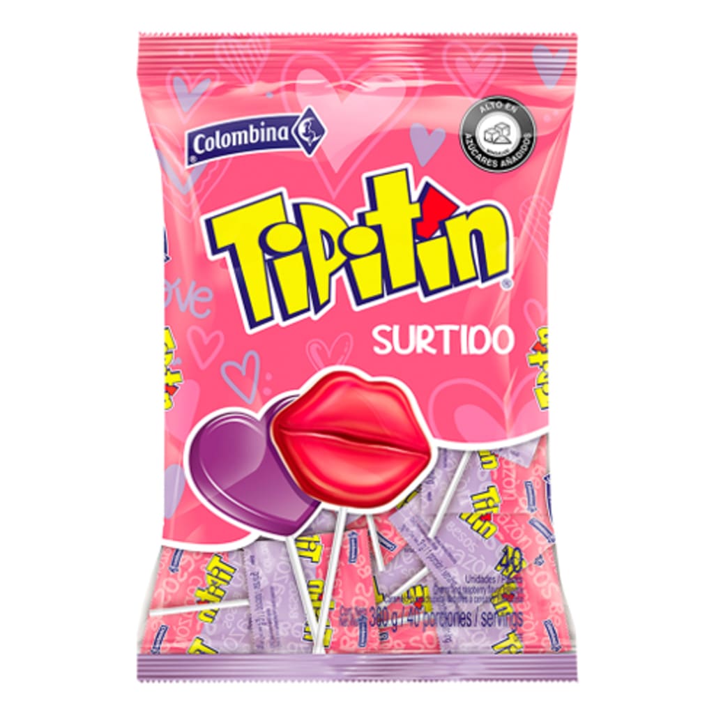 CHUPETA TIPITIN BESOS SURTIDOS 40 UNDS x 18
