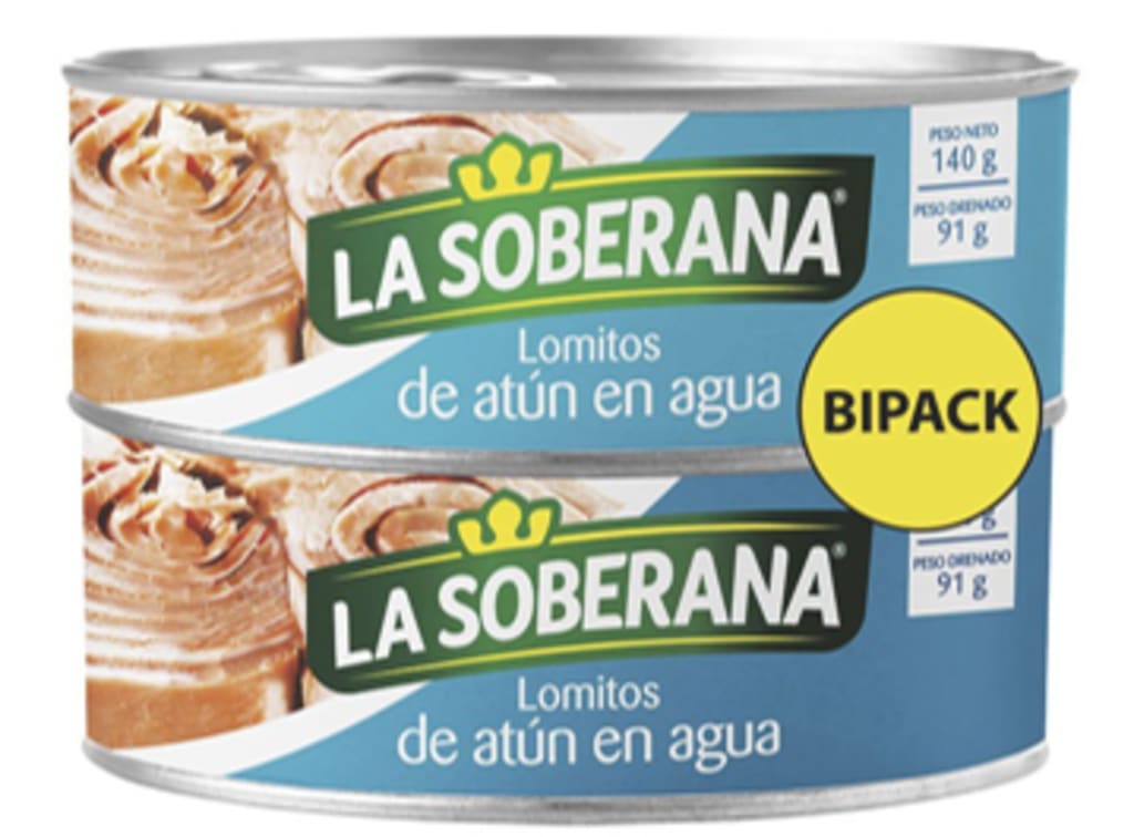 ATUN SOBERANA LOMITOS AGUA ETQ AZUL 140 GRS x 2 $ESP x 24