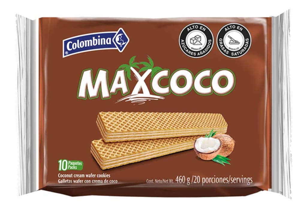 GALLETA MAX COCO WAFFER COLOMBINA 10 UND x 12
