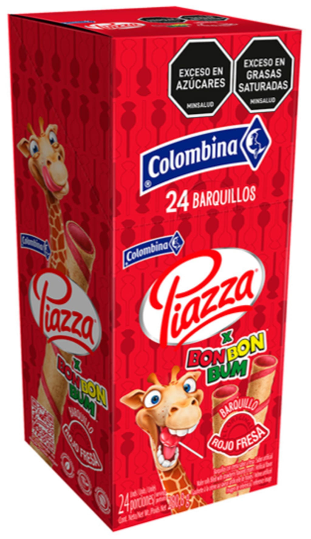 BARQUILLO PIAZZA JIRAFA BONBONBUM ROJO 24 UNDS x 12