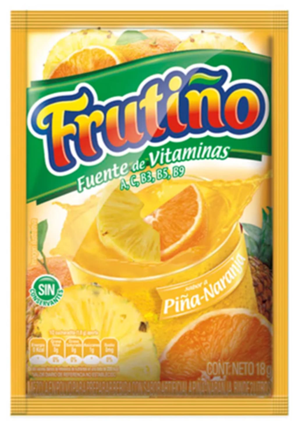 REFRESCO FRUTIÑO 2 LITROS PIÑA NARANJA 20 SOBRES x 24 DISP